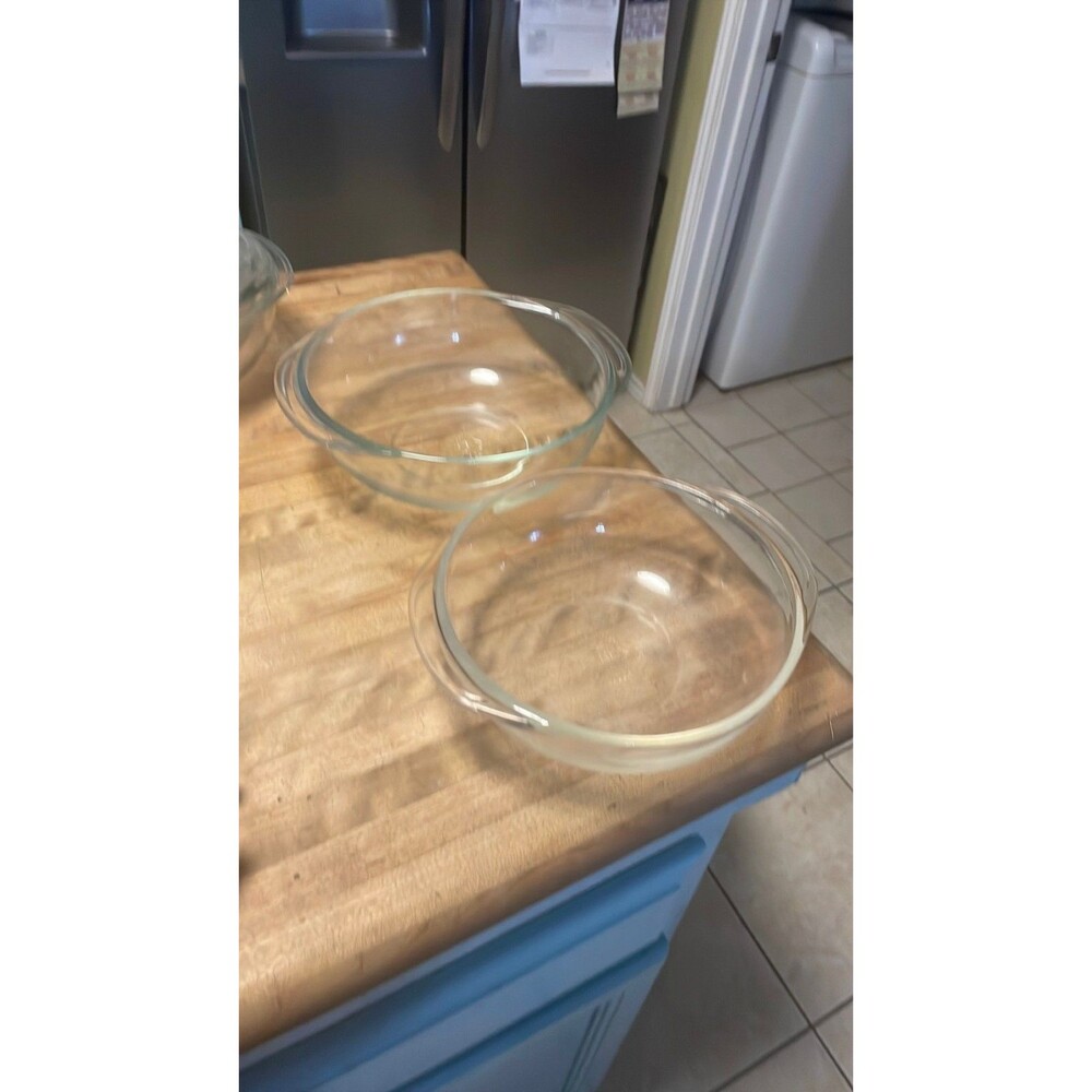 Set of 2 Vintage PYREX Individual Casserole Dishes Clear Without Lids